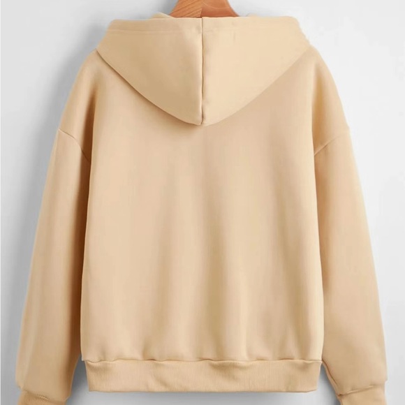 Women's Solid Color Zip Up Thermal Lined Drawstring Hoodie long sleeve  … - Picture 4 of 13